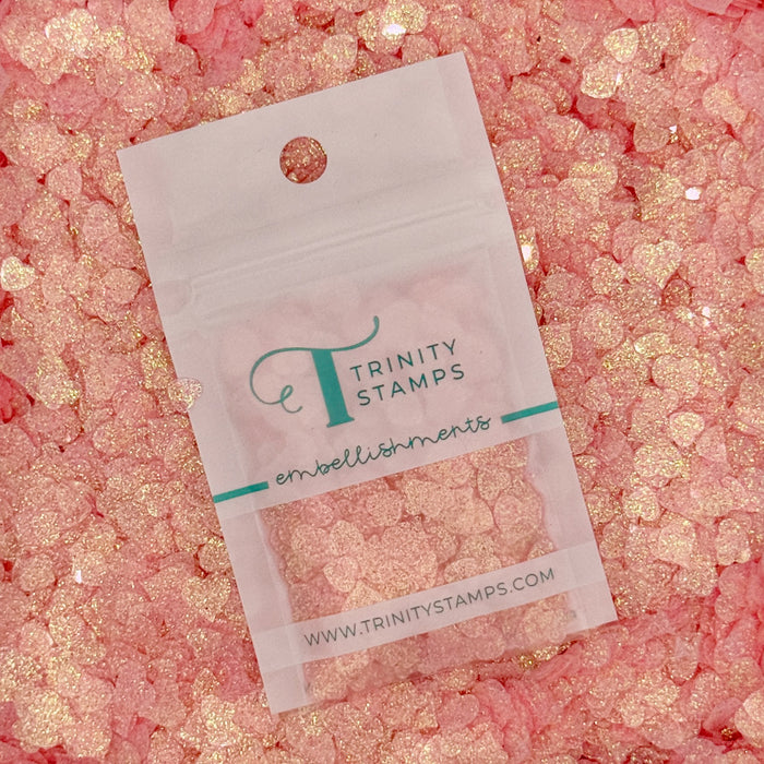 Pink Sparkle Hearts Confetti Embellishments