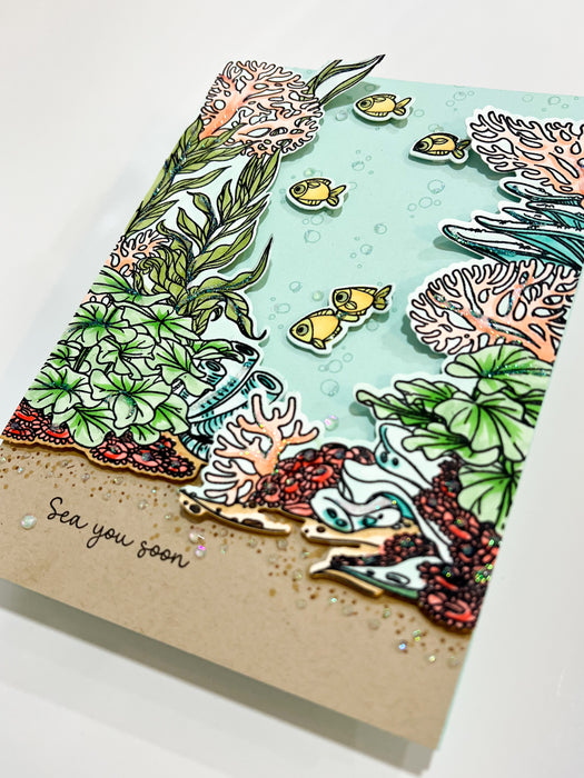 Underwater Scene - 6"x6" Background Stamp