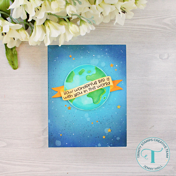 Planet Earth Banner Sentiments 4x4 Coordinating Stamp Set