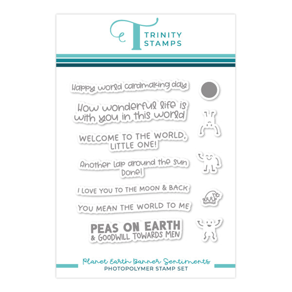 Planet Earth Banner Sentiments 4x4 Coordinating Stamp Set