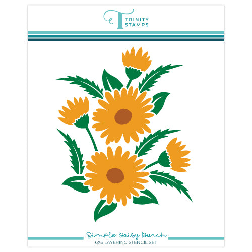 Simple Daisy Bunch 6x6 Layering Stencil Set