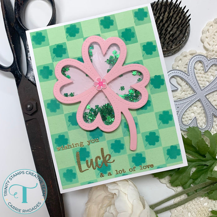 Checkered Background Add On 6x6 Stencil - Clovers