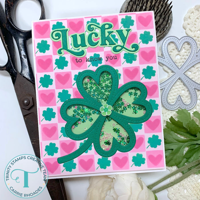 Checkered Background Add On 6x6 Stencil - Clovers
