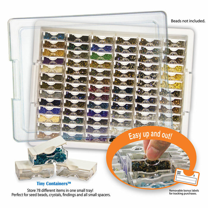 Embellishment Storage Tray & 78 empty tiny embellishment containers.