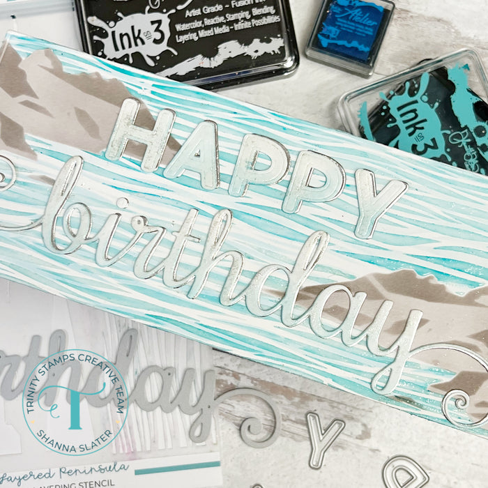 Swirly Birthday Sentiment Slimline Die