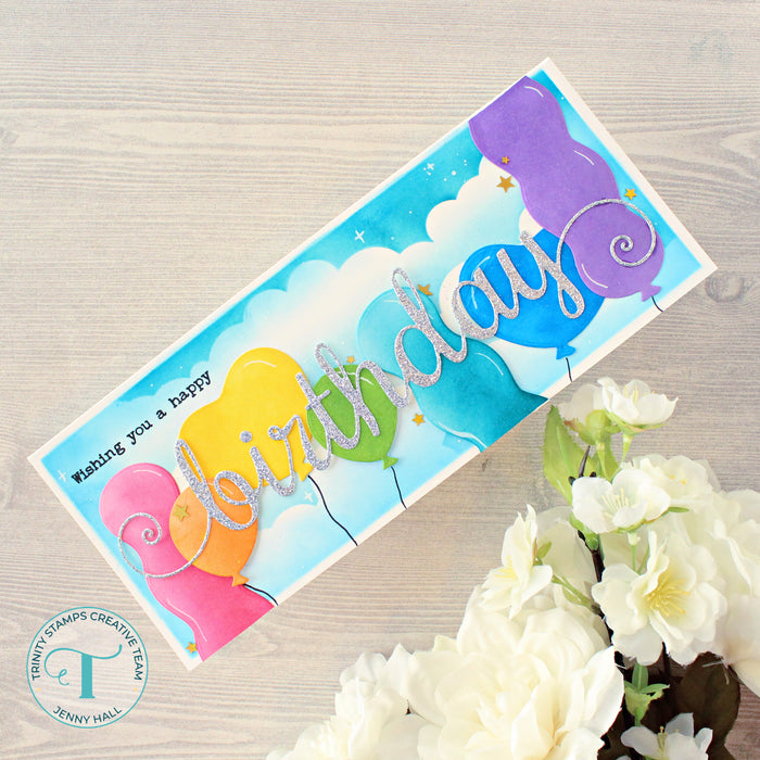 Swirly Birthday Sentiment Slimline Die