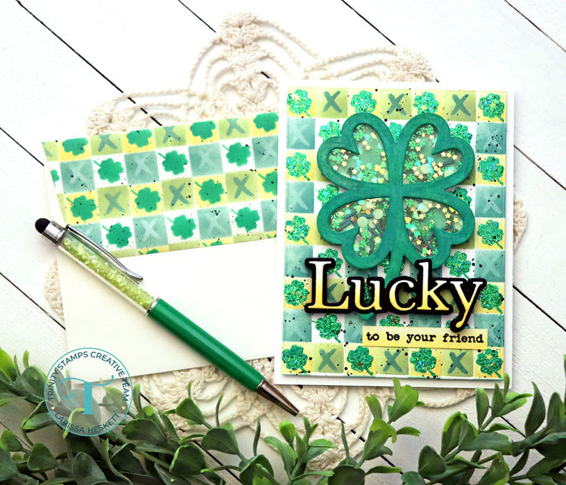 Checkered Background Add On 6x6 Stencil - Clovers