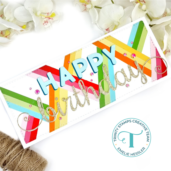 Swirly Birthday Sentiment Slimline Die