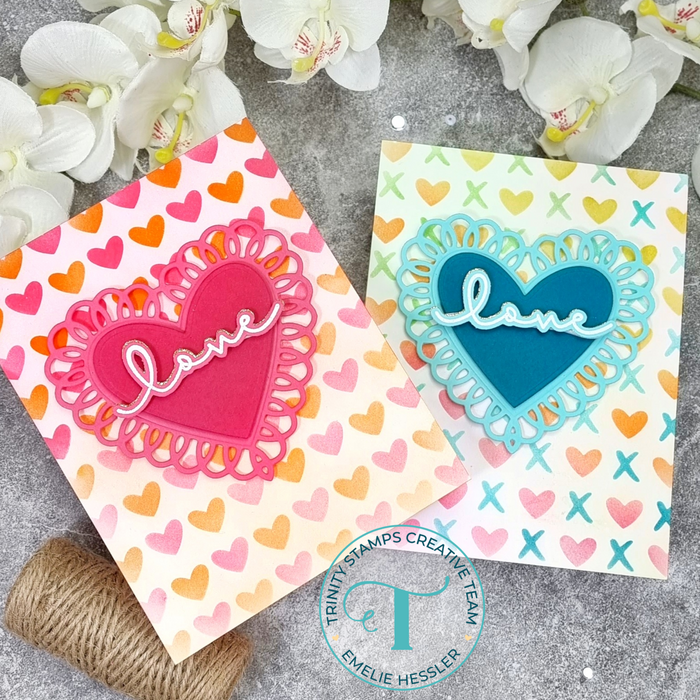 Checkered Background Add On 6x6 Stencil - Hearts *Set of 2*