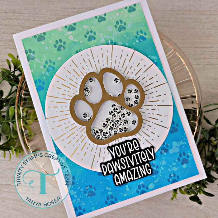 Checkered Background Add On 6x6 Stencil - Paw Print