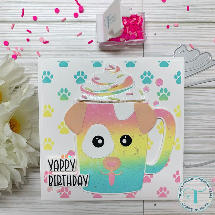 Checkered Background Add On 6x6 Stencil - Paw Print