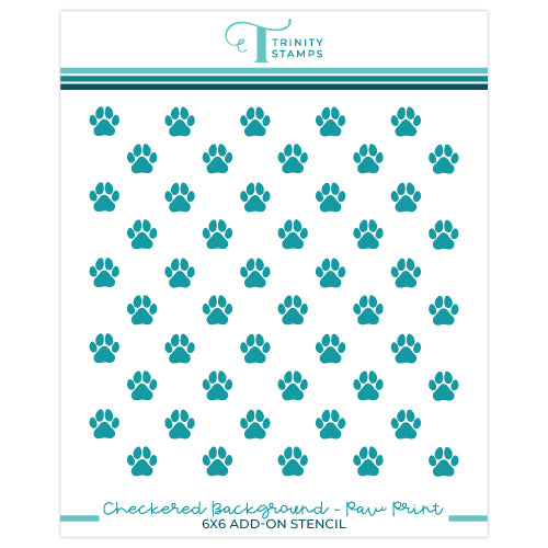 Checkered Background Add On 6x6 Stencil - Paw Print