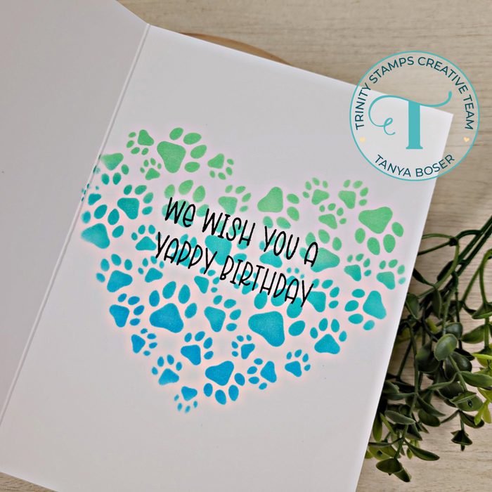 Paw Print Heart 6x6 Stencil
