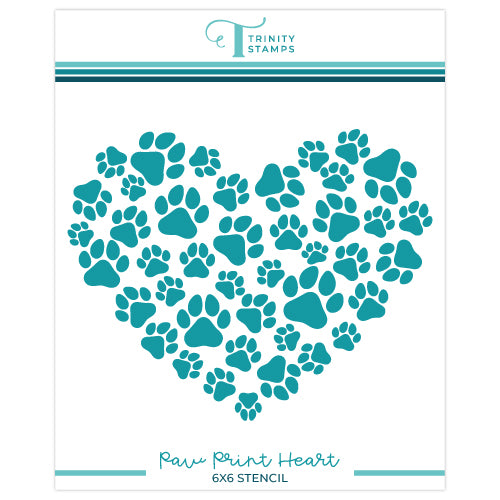 Paw Print Heart 6x6 Stencil