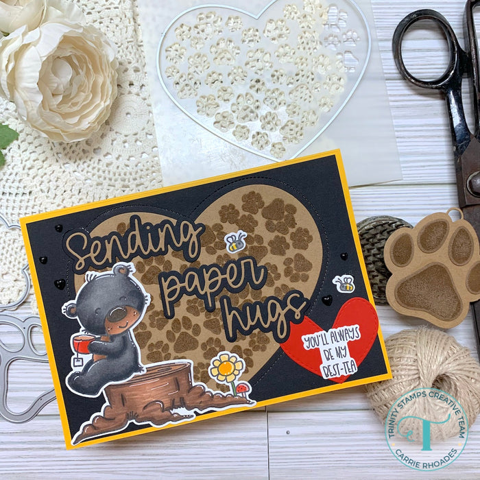 Paw Print Heart 6x6 Stencil